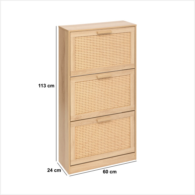4goodz Schoenenkast ubud 24x60x113 cm 3 lades voor 12 paar - 3378080 large