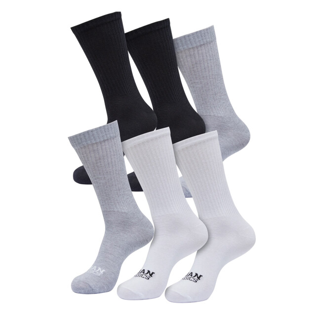 Urban Classics Heren eenvoudig plat gebreide sokken (set van 6) UTTN1284_blackwhiteheathergrey large