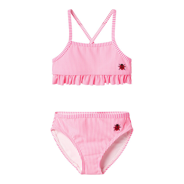 Name It Meisjes bikini set nmfzammer gestreept lieveheersbeestjes print roze 13239670-Knockout Pink large