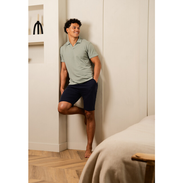 Phil & Co Heren korte pyjama set shortama badstof groen/blauw PH-523-02 large