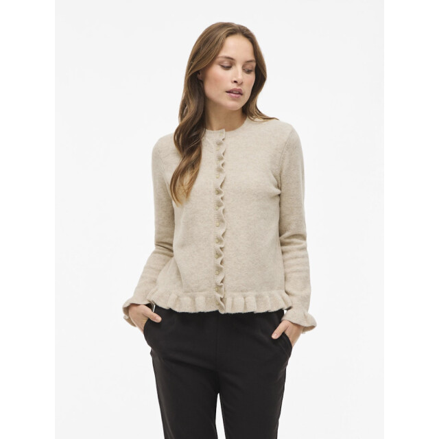Vila Vijacia o-neck ls frill knit cardibfs beige 4249.05.0058 large