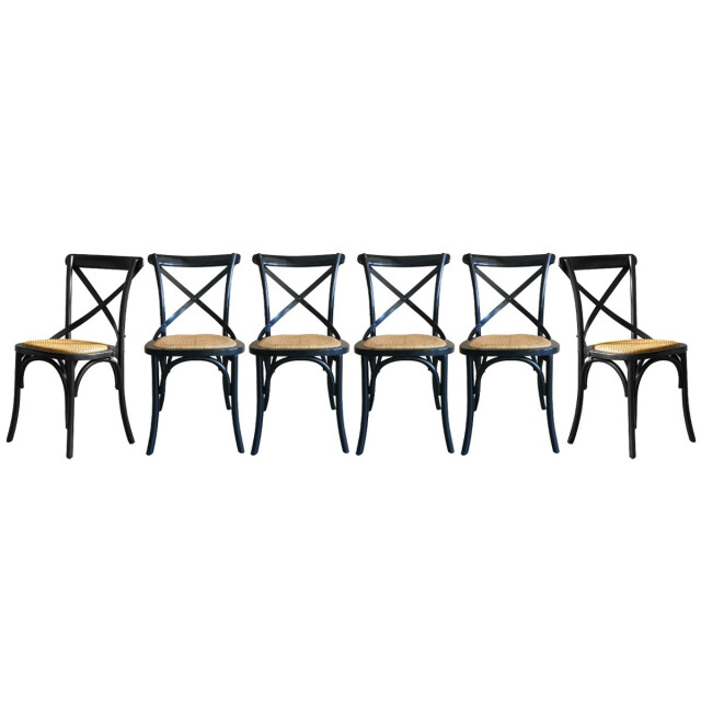 CaliCosy Set van 6 stoelen van massief hout en webbing l61 cm bistrot 3033551 large