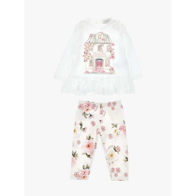 Monnalisa Meisjes baby set legging bloemen beige rosa antico 31F504-6658-0291 large