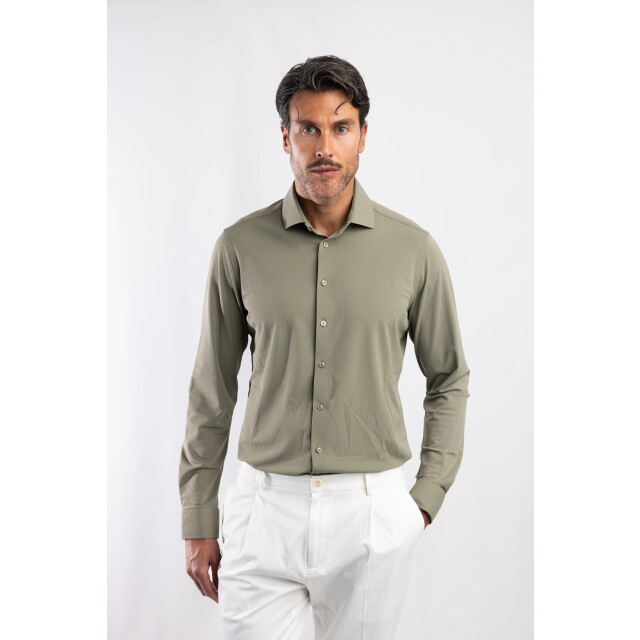 Blue Industry Het uni stretch overhemd | 6004.52-KHAKI large