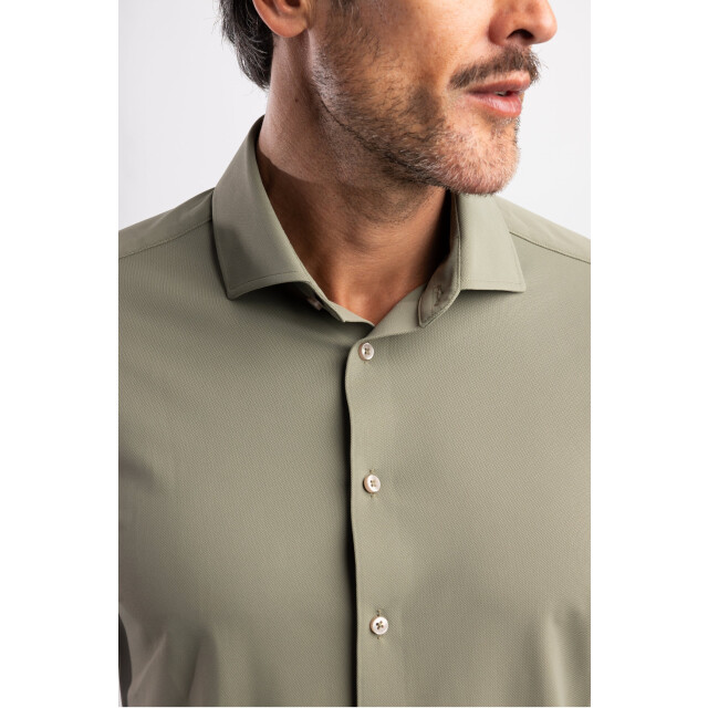 Blue Industry Het uni stretch overhemd | 6004.52-KHAKI large