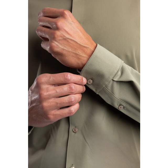 Blue Industry Het uni stretch overhemd | 6004.52-KHAKI large