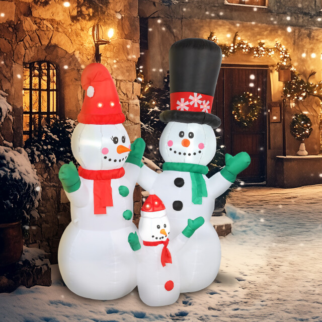 Homcom 4goodz opblaasbare sneeuwmanfamilie led 165x80x180cm 3385339 large