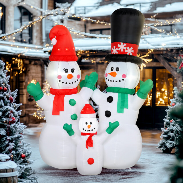 Homcom 4goodz opblaasbare sneeuwmanfamilie led 165x80x180cm 3385339 large