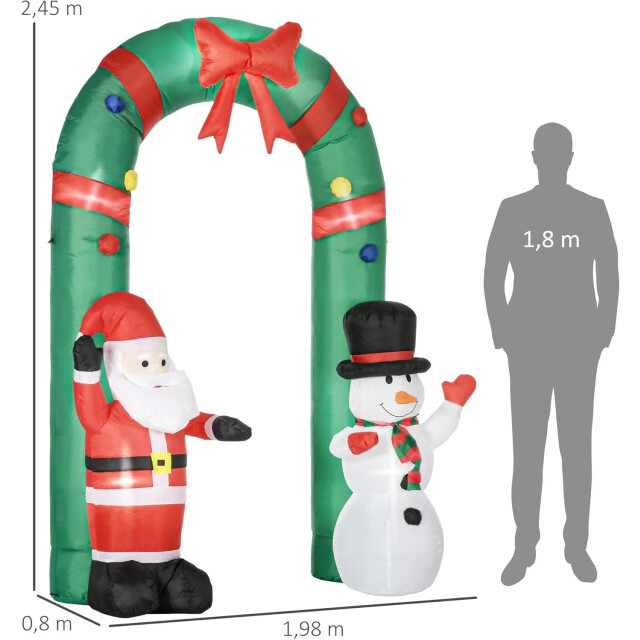 Homcom Opblaasbare boog met kerstman en sneeuwman 198 x 80 x 245 cm 3385337 large