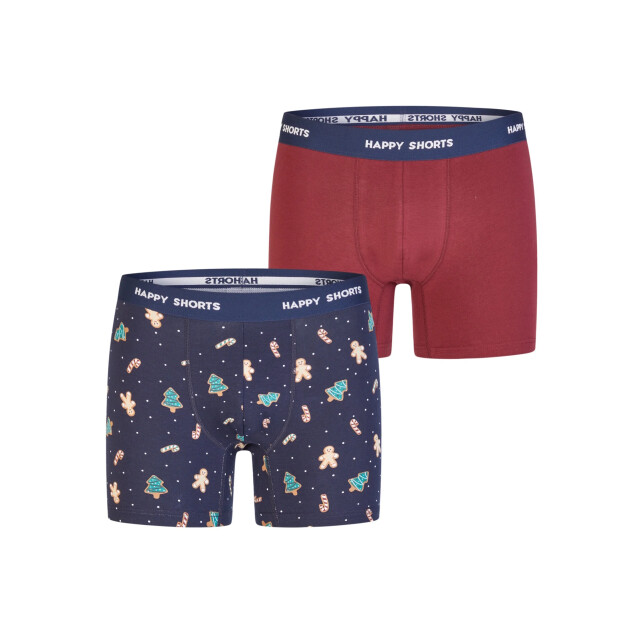 Happy Shorts Heren boxershorts kerst 2-pack donkerblauw/bordeaux HS-J-1198 large