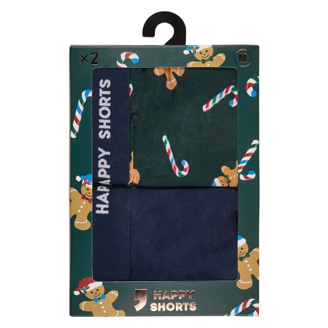Happy Shorts Heren boxershorts kerst 2-pack groen/donkerblauw HS-J-1200 large