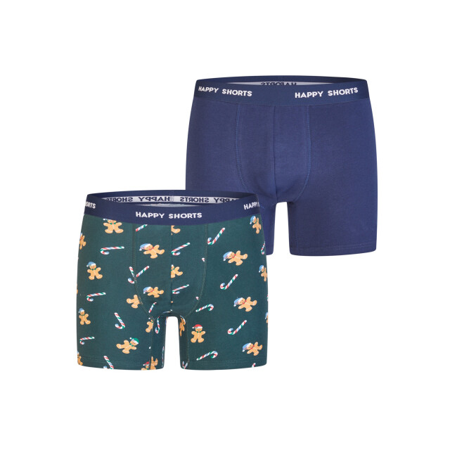 Happy Shorts Heren boxershorts kerst 2-pack groen/donkerblauw HS-J-1200 large