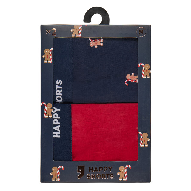 Happy Shorts Heren boxershorts kerst 2-pack donkerblauw/grijs HS-J-1201 large