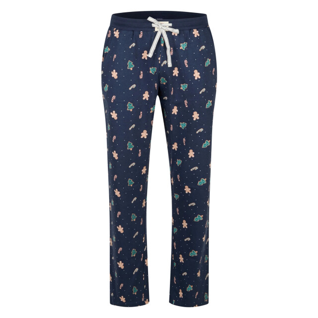 Happy Shorts Heren pyjama broek lang donkerblauw gingerbread kerst print HS-1207-HSM-25-2 large