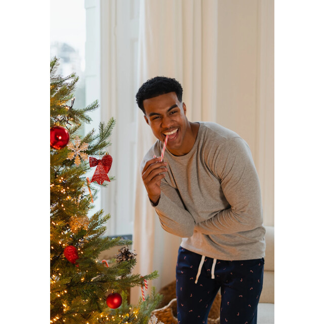 Happy Shorts Heren pyjama broek lang donker zuurstok kerst print HS-1207-HSM-25-6 large