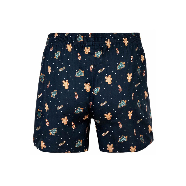 Happy Shorts Wijde kerst boxershort heren snowman + gingerbread blauw HS-1194 large