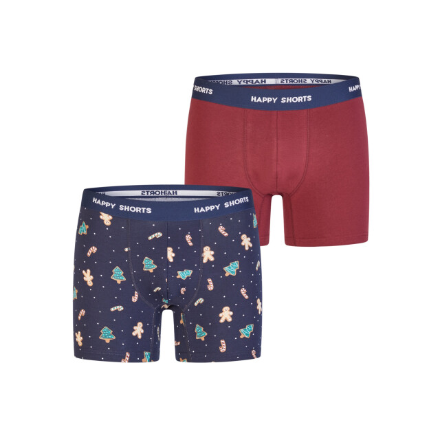 Happy Shorts Heren boxershorts kerst 2-pack donkerblauw/bordeaux HS-J-1198 large