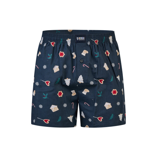 Happy Shorts Wijde kerst boxershort heren x-mas cookies blauw HS-1197 large