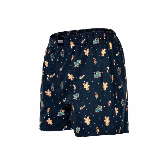 Happy Shorts Wijde kerst boxershort heren snowman + gingerbread blauw HS-1194 large