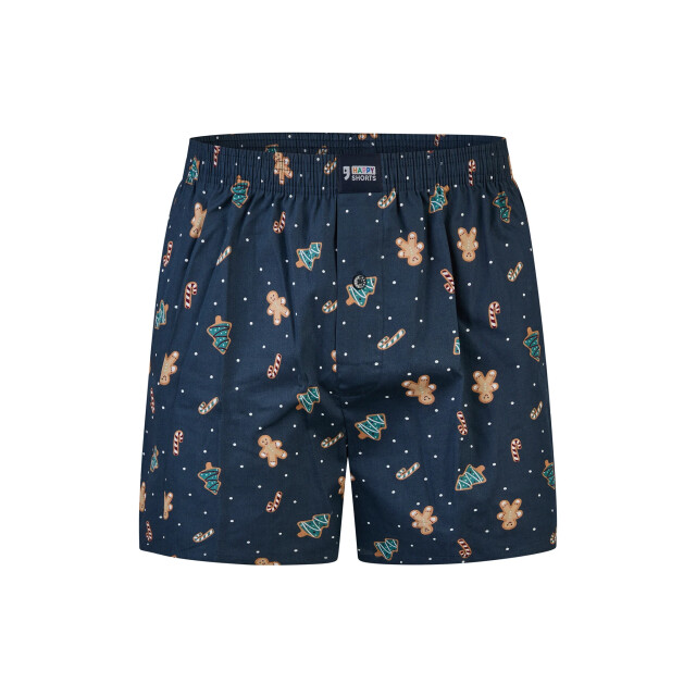 Happy Shorts Wijde kerst boxershort heren snowman + gingerbread blauw HS-1194 large