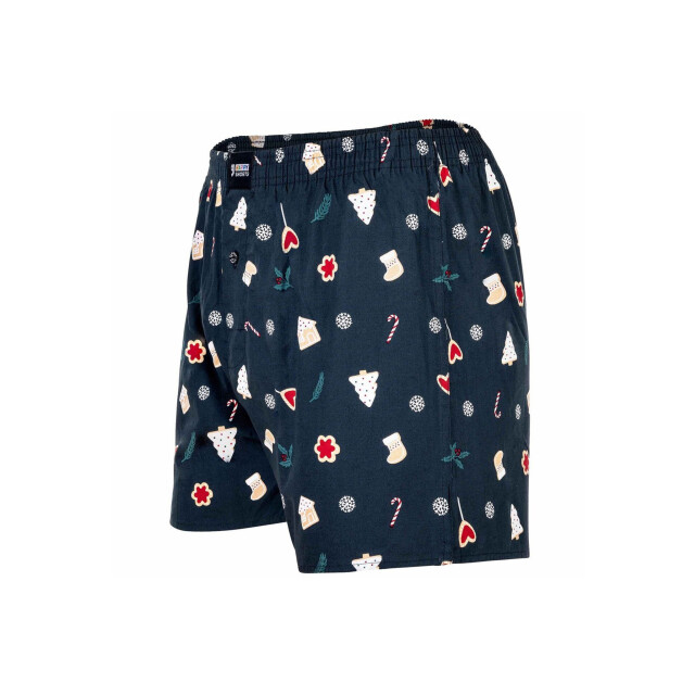 Happy Shorts Wijde kerst boxershort heren x-mas cookies blauw HS-1197 large