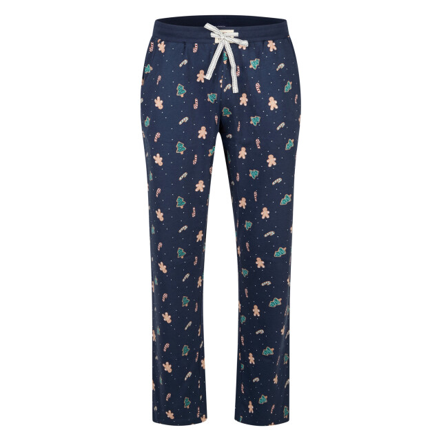 Happy Shorts Heren pyjama broek lang donkerblauw gingerbread kerst print HS-1207-HSM-25-2 large