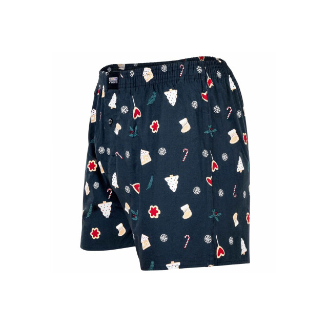 Happy Shorts Wijde kerst boxershort heren x-mas cookies blauw HS-1197 large