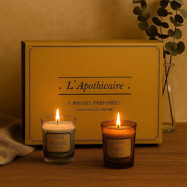 WDMT Luxe geurkaarsen geschenkset – 6 kaarsen in beige cadeaubox 3386391 large