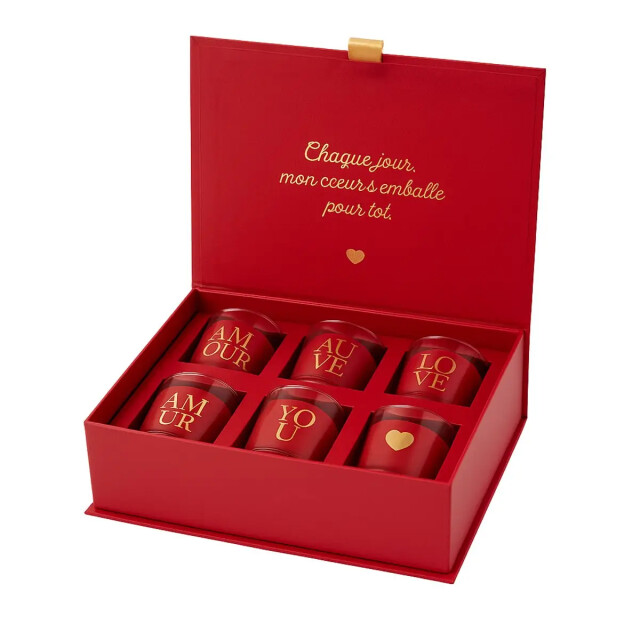 WDMT Luxe geurkaarsen cadeauset – set van 6 rode kaarsen – amour design geurkaars 3386396 large