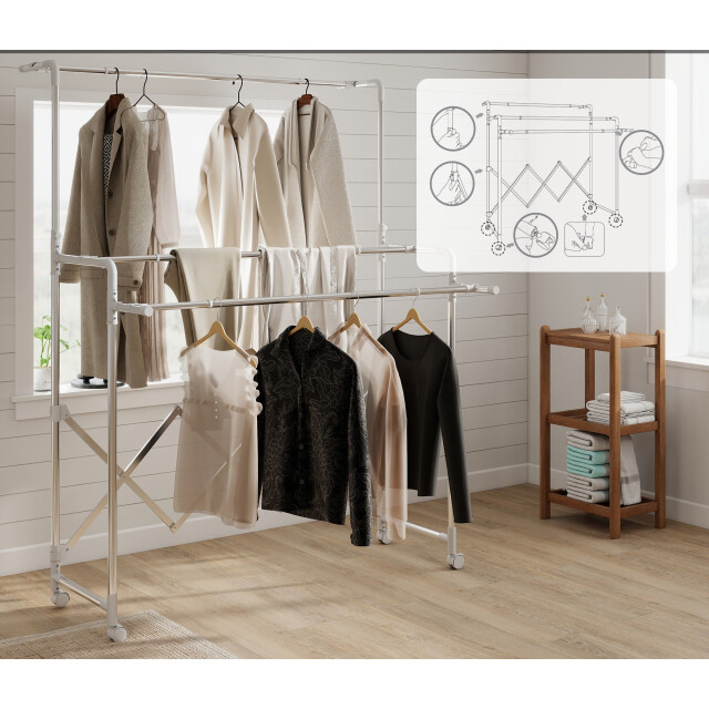 4goodz Metalen kledingrek verrijdbaar garderobestandaard uitschuifbaar 3388061 large