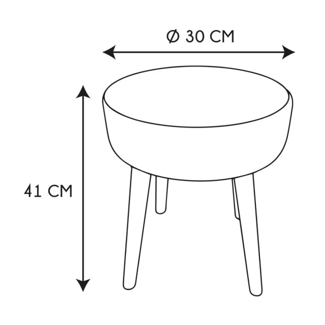 WDMT Ronde kruk met boho design – Ø 30 x 41 cm – houten poten – zachte bekleding – 3386399 large