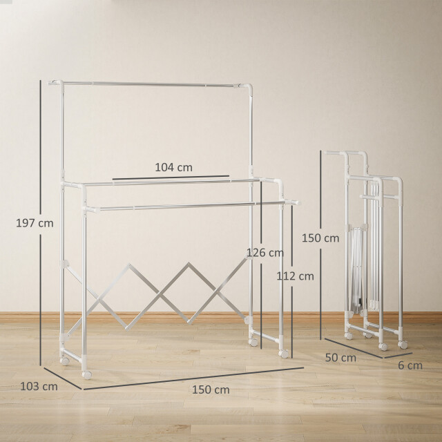 4goodz Metalen kledingrek verrijdbaar garderobestandaard uitschuifbaar 3388061 large
