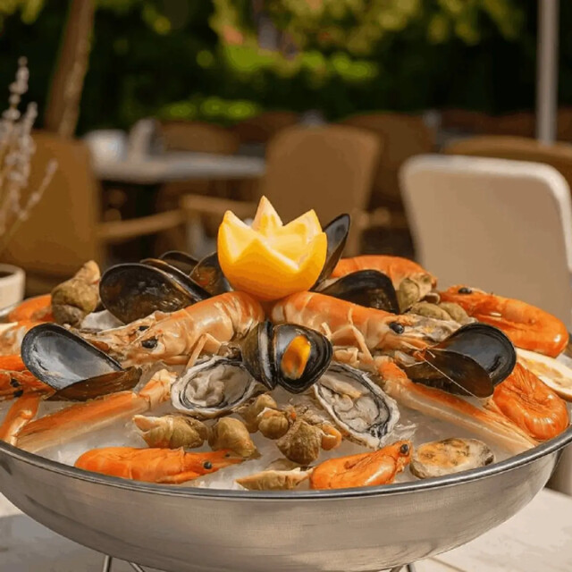 WDMT Ronde zeevruchten serveerschaal – inclusief schaal, houder en oestermes – 3385702 large