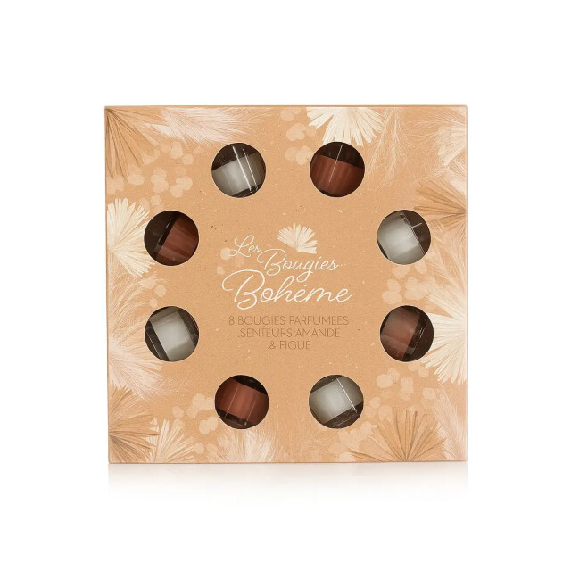 WDMT Set van 8 geurkaarsen in luxe cadeauset – les bougies bohème – amandel & vijg – 3386401 large