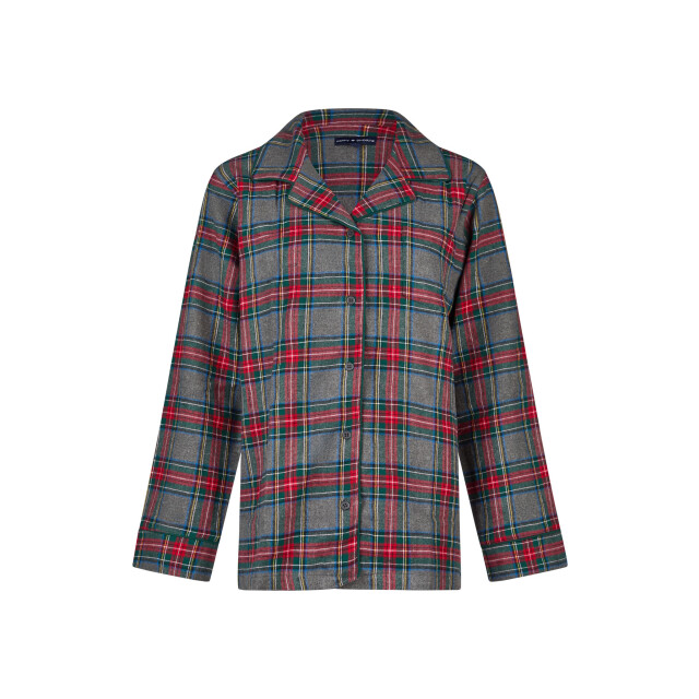 Happy Shorts Dames kerst pyjama set shirt + broek grijs/rood geruit flanel HS-1203-HSW-25-7 large