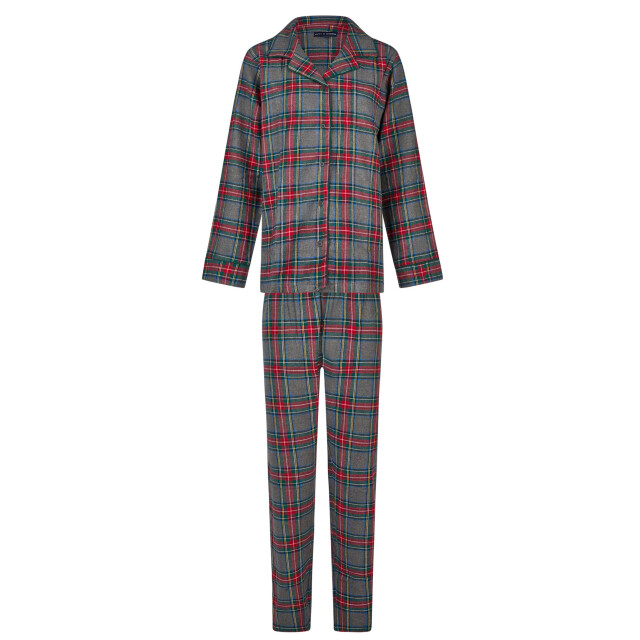 Happy Shorts Dames kerst pyjama set shirt + broek grijs/rood geruit flanel HS-1203-HSW-25-7 large