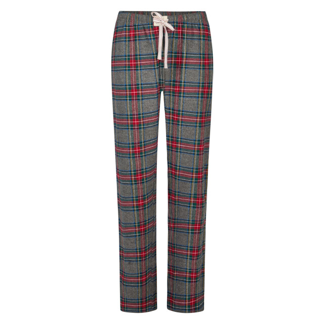 Happy Shorts Dames pyjama broek lang grijs/rood geruit flanel HS-1216-check grau large
