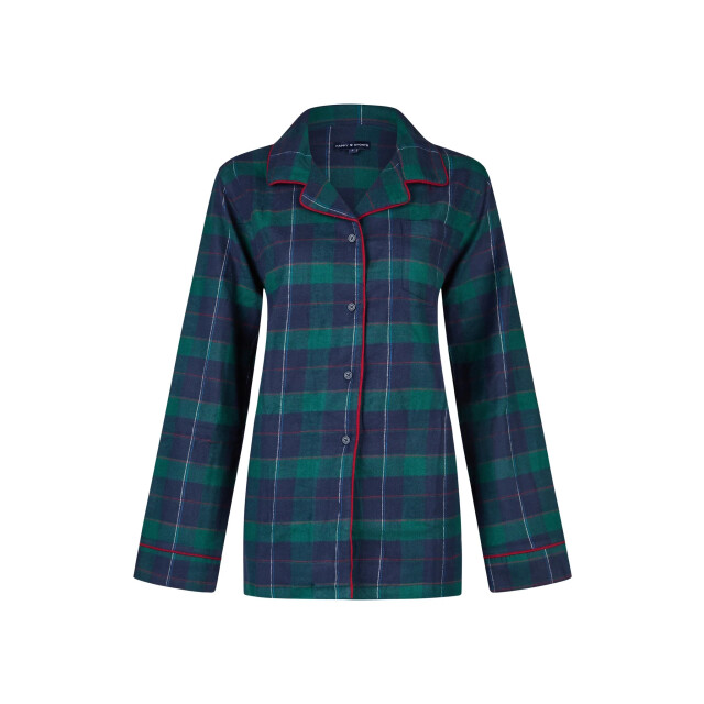 Happy Shorts Dames kerst pyjama set shirt + broek blauw/groen geruit flanel HS-1203-HSW-25-9 large
