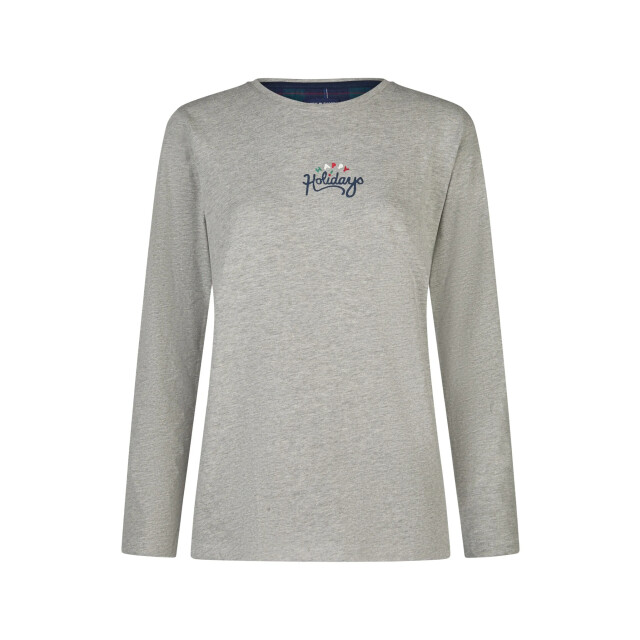 Happy Shorts Dames kerst pyjama set shirt + broek grijs/groen geruit HS-1202-HSW-25-6 large