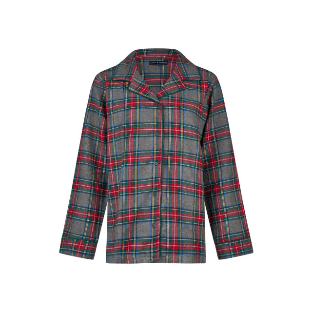 Happy Shorts Dames kerst pyjama set shirt + broek grijs/rood geruit flanel HS-1203-HSW-25-7 large