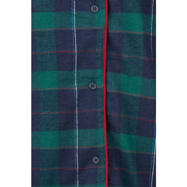 Happy Shorts Dames nachthemd lange mouw flanel donkerblauw/groen geruit HS-1205-HSW-25-14 large
