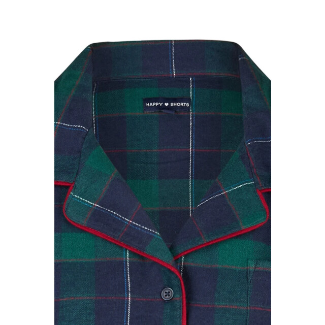 Happy Shorts Dames nachthemd lange mouw flanel donkerblauw/groen geruit HS-1205-HSW-25-14 large
