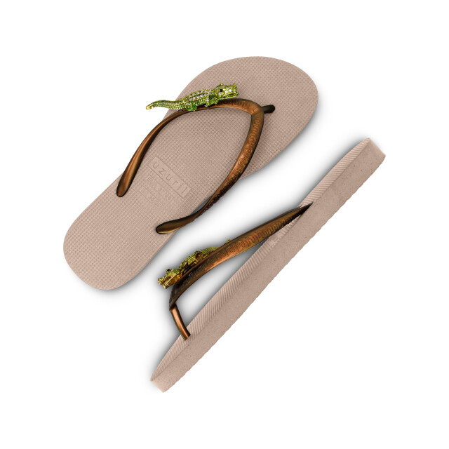 Uzurii Green crocodile switch zand dames slippers, , maat: 18.348.04 large