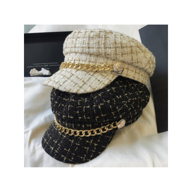 The Dezzy Factory Luxe bibi hoed met gouden ketting 18816809 Beige|One size large