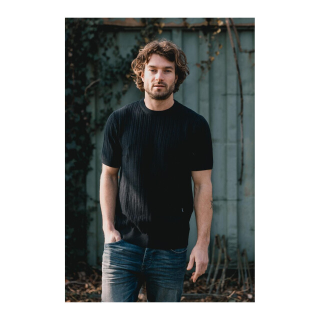 Kultivate T-shirt knit vertical 19502378 Blauw|XL large