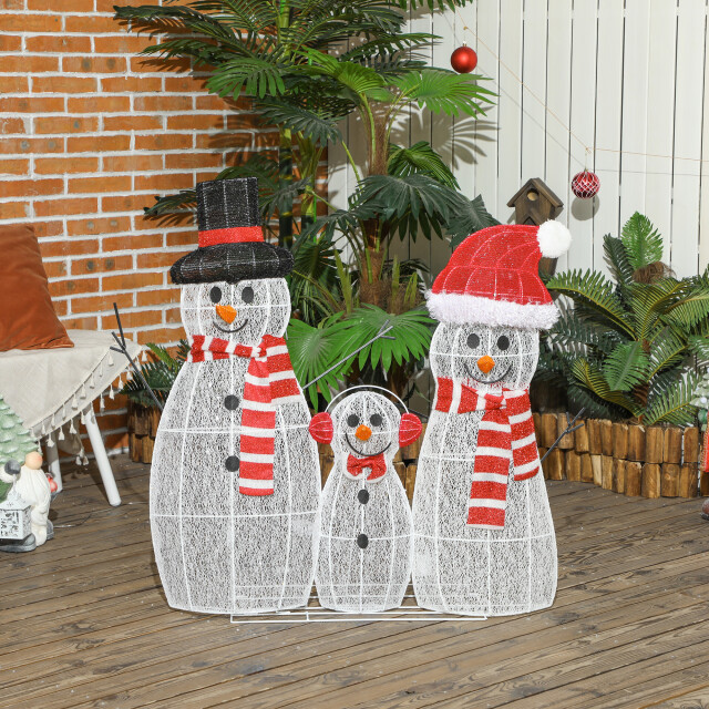 4goodz Kerstfiguur set van sneeuwmannen met verlichting 148 led - 3389871 large