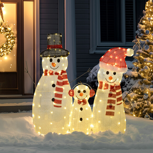 4goodz Kerstfiguur set van sneeuwmannen met verlichting 148 led - 3389871 large