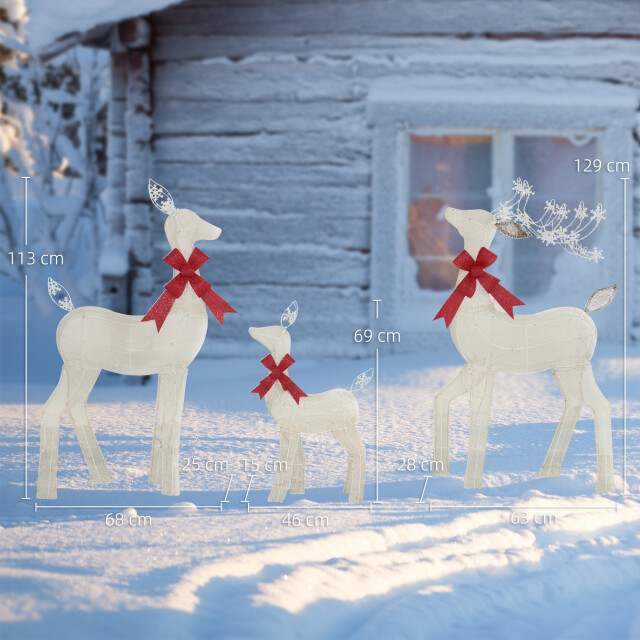 4goodz Set van 3 rendieren met rode strik met led verlichting goud 3389874 large