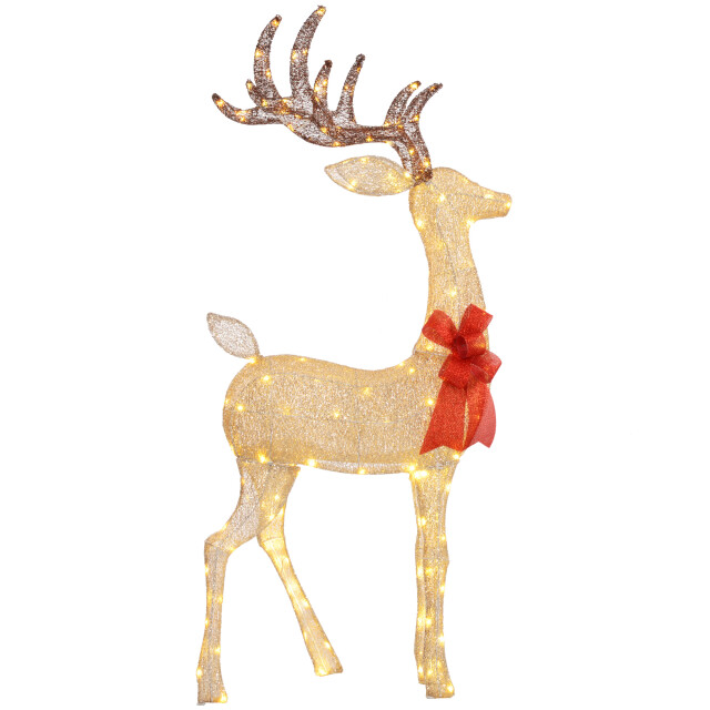 4goodz Kerstfiguur rendier rode strik 137 led 66x25x135cm goud 3389869 large