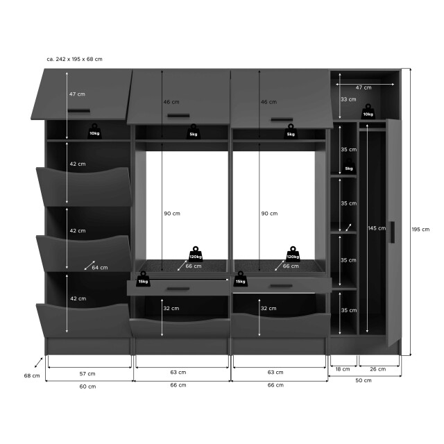 Furnilux Wasmachinekasten ombouw 4-delige badkamerkastset free 242x195x68 cm in 3389194 large